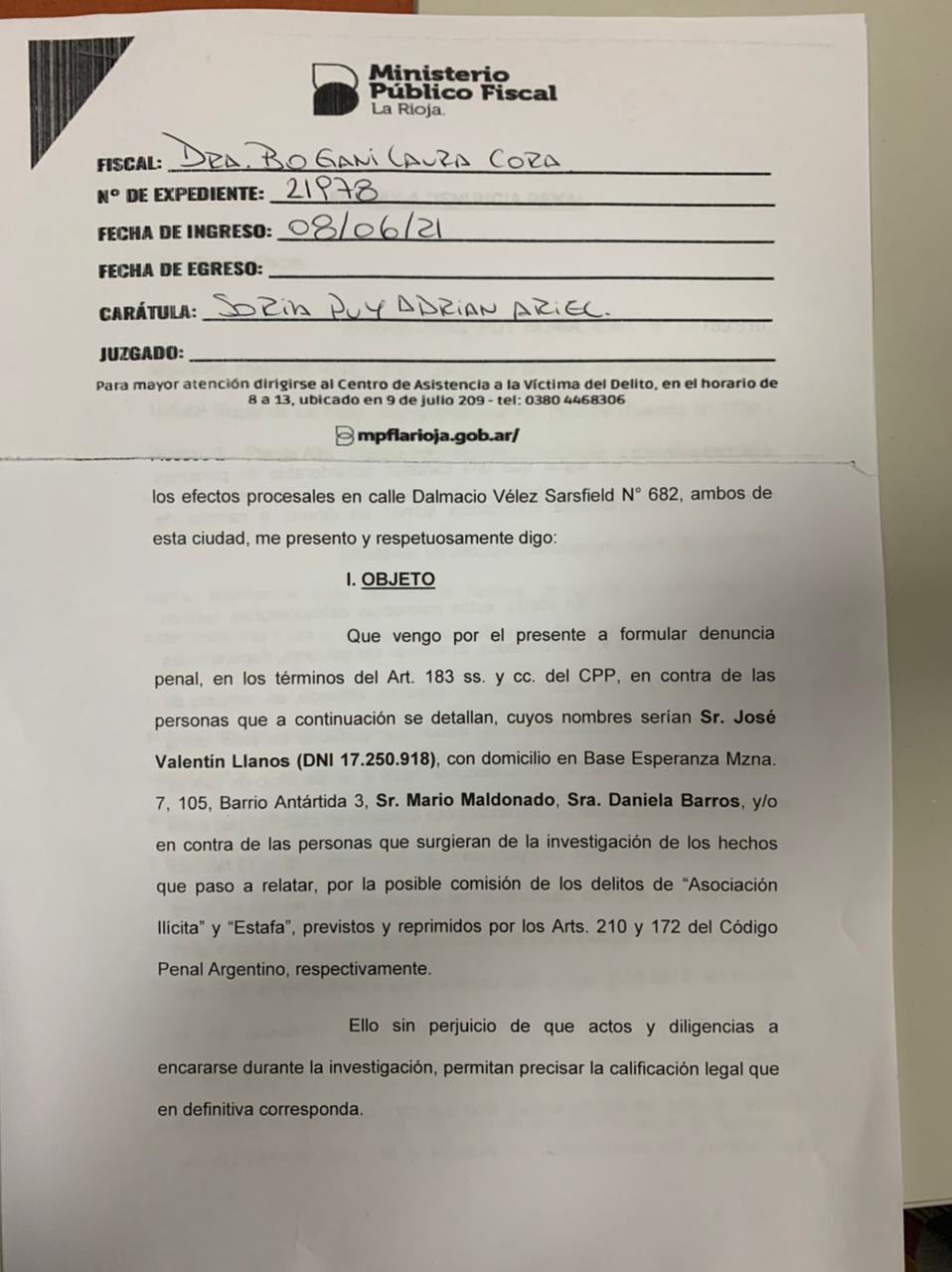 Puy Soria realizó denuncia penal contra estafadores que prometían  adjudicaciones de viviendas